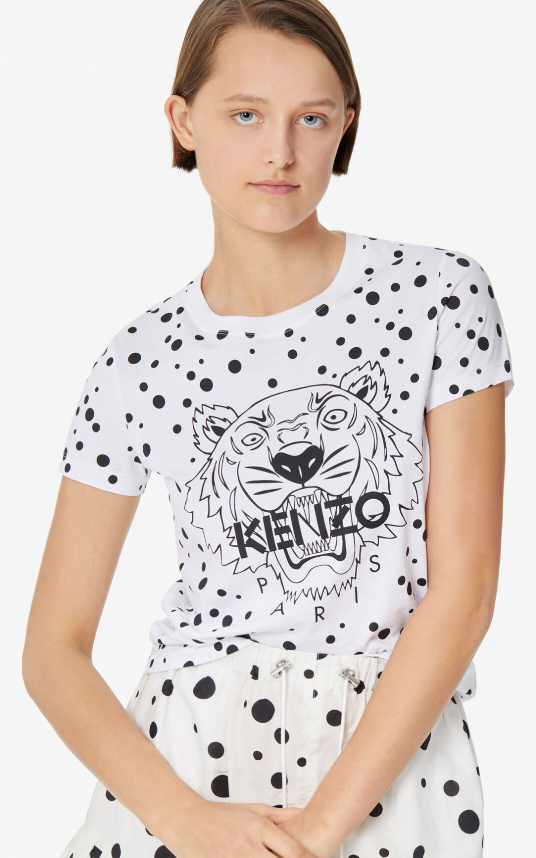 Camiseta Kenzo Dots Tiger Feminino - Pretas | 306VUNMSB